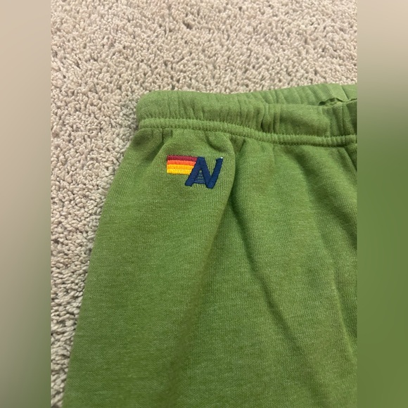 NWT AVIATOR NATION
WOMEN'S 5 STRIPE SWEATPANTS JUNGLE GREEN/NEON RAINBOW - Picture 4 of 8